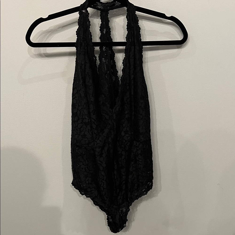FP Black Lace Halter Bodysuit